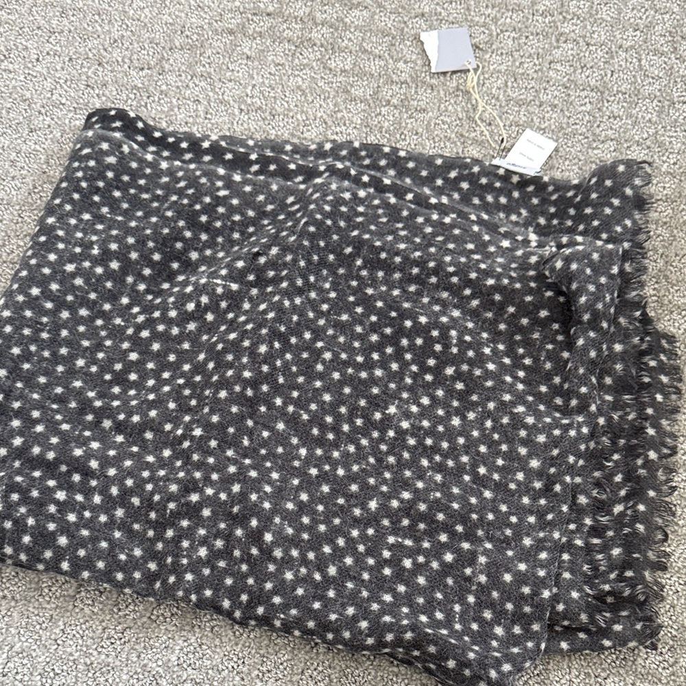 Gray and White Polka Dot Scarf
